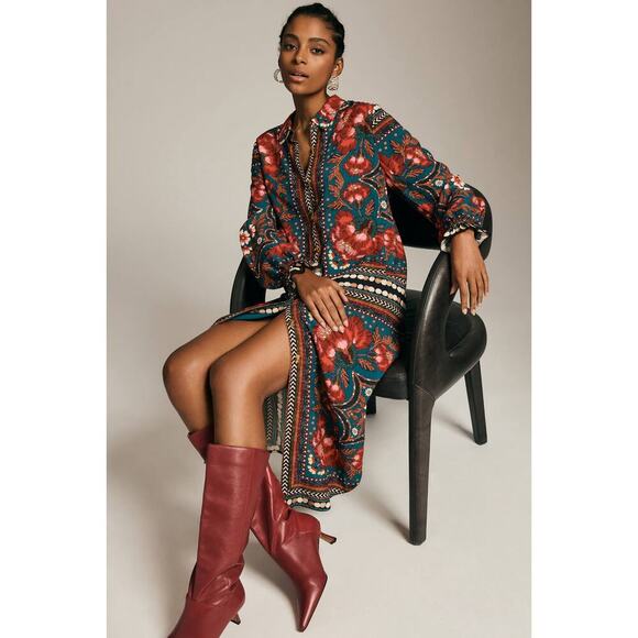 FARM Rio for Anthropologie Dresses & Skirts - Farm Rio Long-Sleeve Shirt Dress